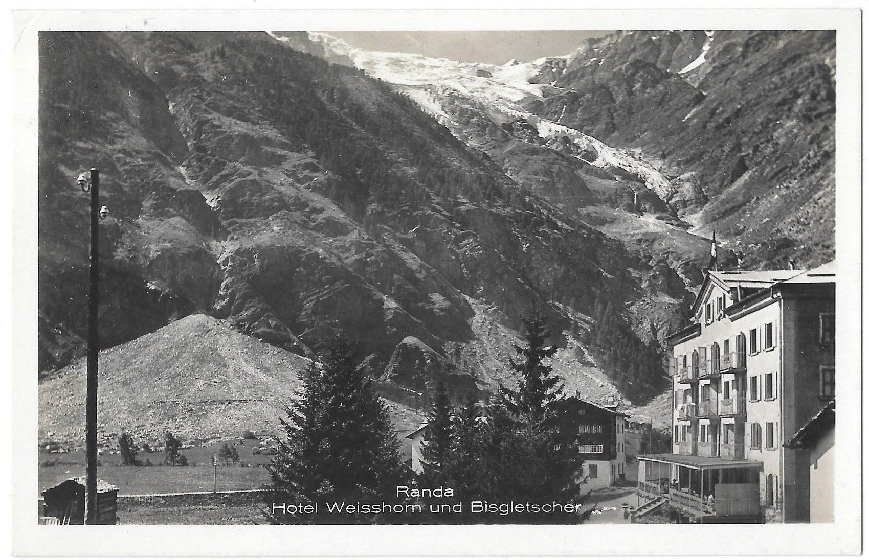 Cartoline postali: Randa Hotel Weisshorn und Bisgletscher – Usato da Olten venduto da clotaldi