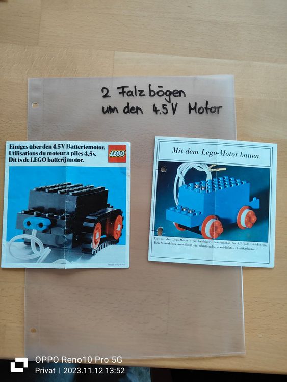 2 alte Prospekte über Lego 4.5V Motor, Rep Anleitung /014 (Gebraucht ...