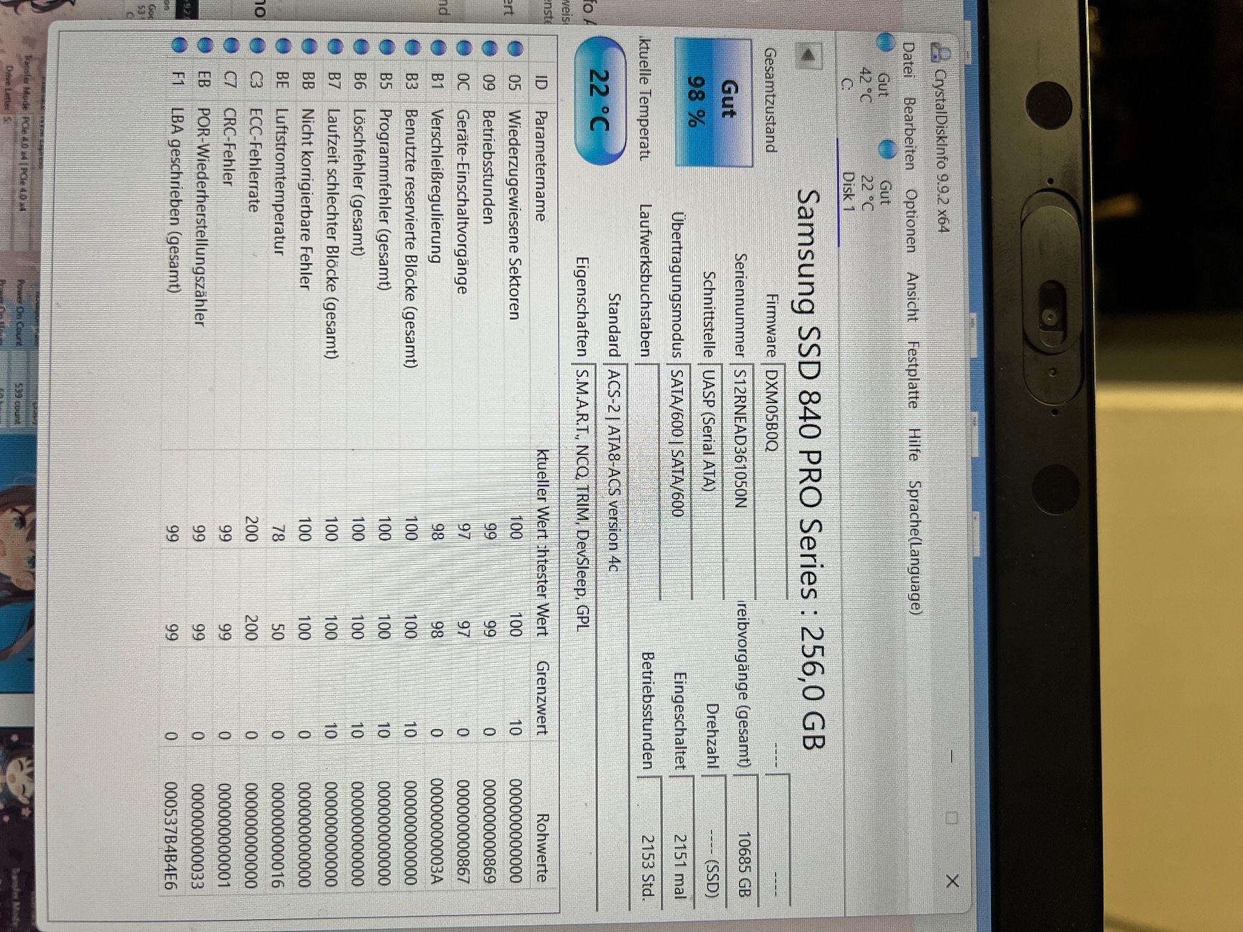 Samsung Dischi rigidi: Samsung SSD 840 PRO 256GB – Usato da St. Gallen venduto da Costy02 2