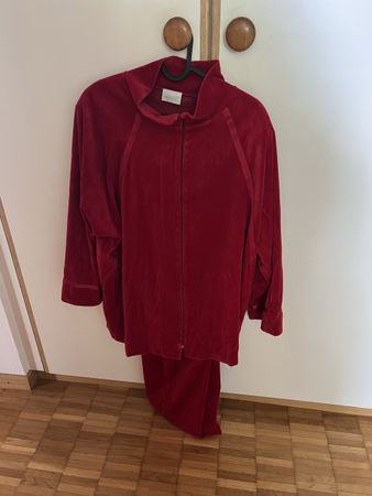 HANRO Velours Hausanzug, Weinrot, Grösse 42, Top Zustand!