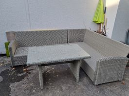 Garten Lounge Set Rattanoptik mit Tisch grau gebraucht