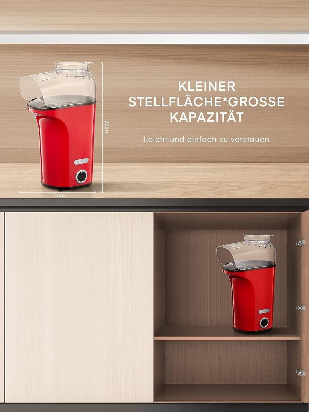 Elettrodomestici da cucina: Popcornmaschine Heissluft 1400W 4L Popcorn Maker Rot – Nuovo e nell'imballaggio originale da Wittenbach venduto da VELARO 5
