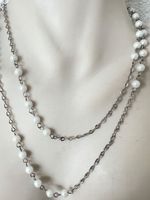 Vintage Longkette mit echten Zuchtperlen 78 cm versilbert