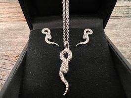 Schmuckset Ohrstecker Anhänger Ketteli Silber klein Schlange