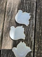 Keramik: Porzellan Tauben-Teller, Goldrand (Set 3-tlg.)