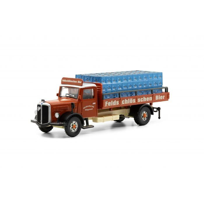 Modellautos: Saurer S4C Pritsche Strebel Feldschlösschen – Neu und originalverpackt aus Basel von Dogana