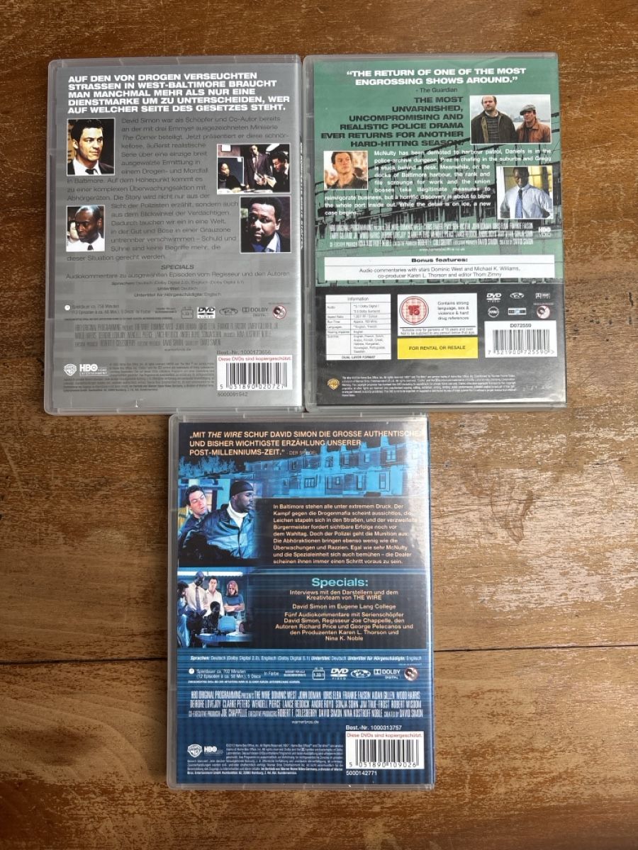 Tutti i DVDs: The Wire Seasons 1-3 DVD – Usato da Bern venduto da nic_7mr6 1