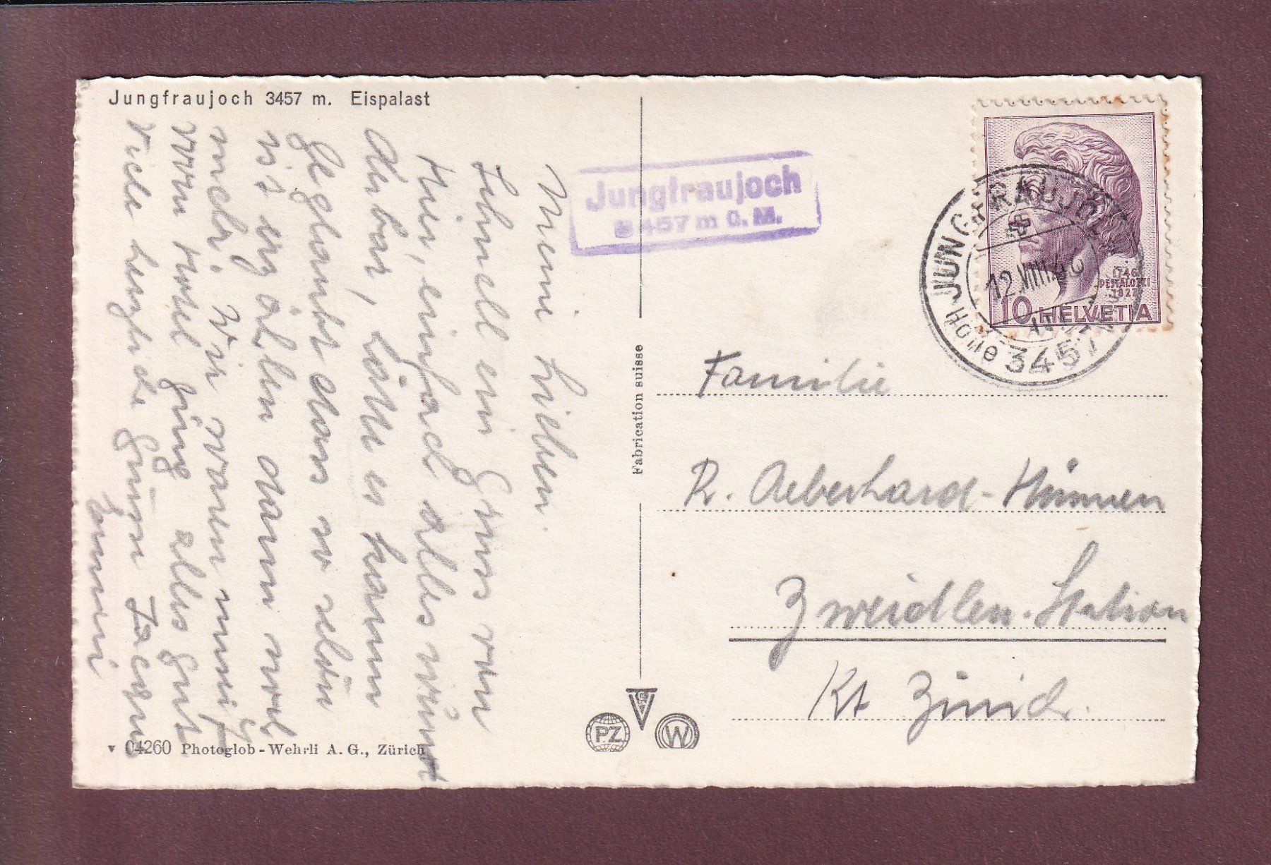 Ansichtskarten: JUNGFRAUJOCH - Eispalast - 1946 – Gebraucht aus Pully von nicecards 1