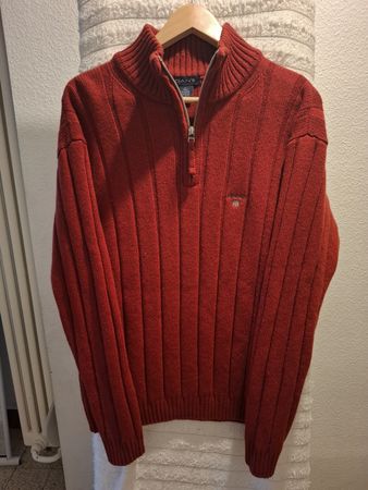 Gant Pull 100% Laine Italy - Rouge Half Zip Taille L