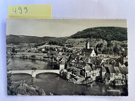 alte Ansichtskarte Laufenburg mit Brücke und Fluss, 1955