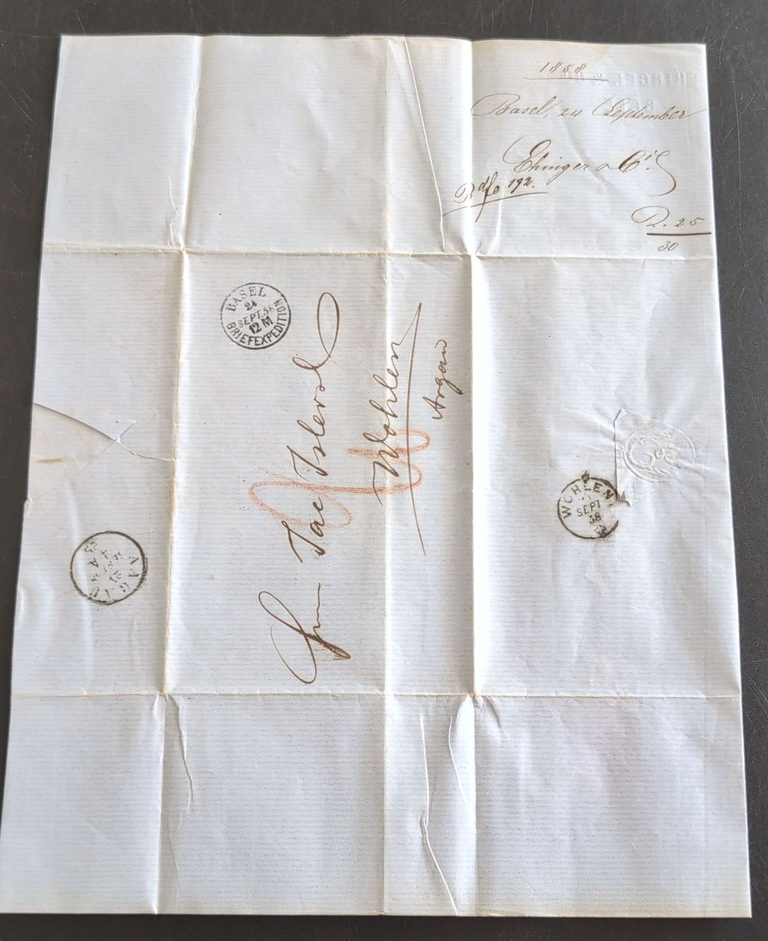 Timbri: Brief mit Stempel von 1858 – Usato da Härkingen venduto da Laaleeluu15
