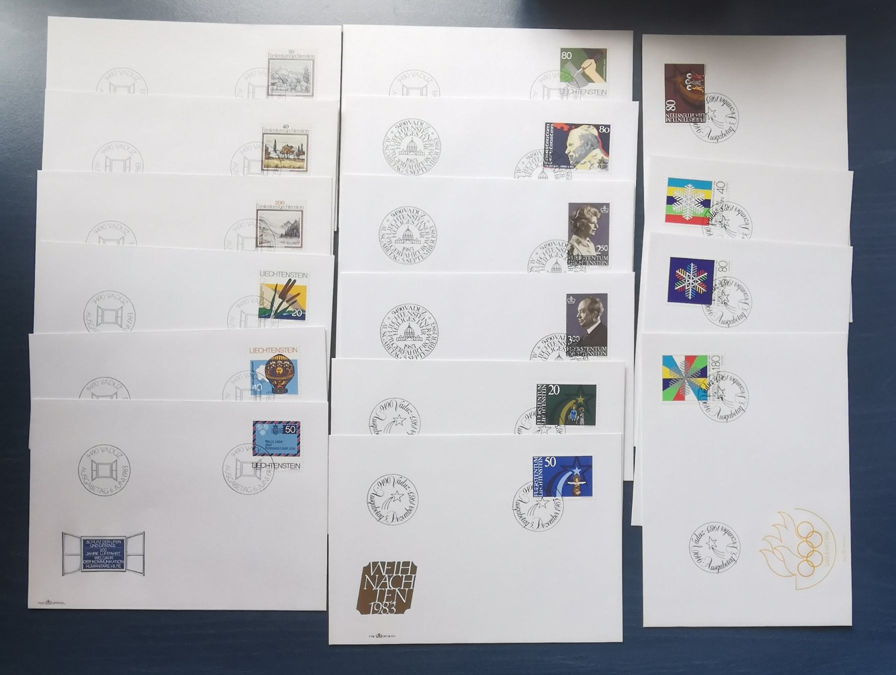 Alle Briefmarken: 16 FDC Liechtenstein. 1983 – Neu (gemäss Beschreibung) aus Aadorf von Chnorli-Furz