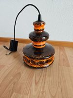 Vintage Keramik Hängelampe, braun/orange, 70er Jahre