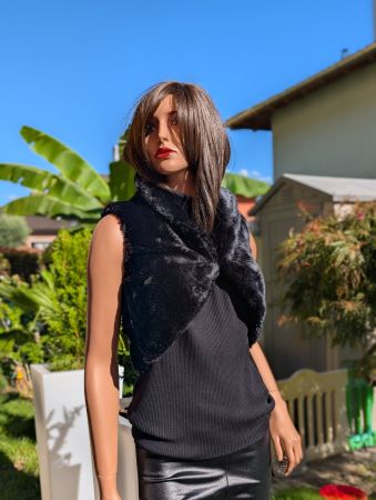 KUNSTPELZGILET FÜR DAMEN (XS) KLEIN GESCHNITTE
