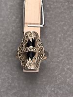 imposanter ART DECO ONYX Markasiten Ring Rg58 HAMMER!