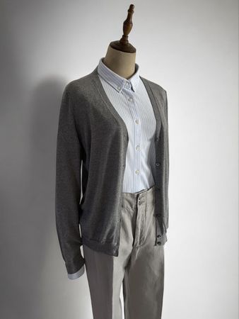PRADA Damen Cardigan Grau Schurwolle 38/48/M Strickjacke