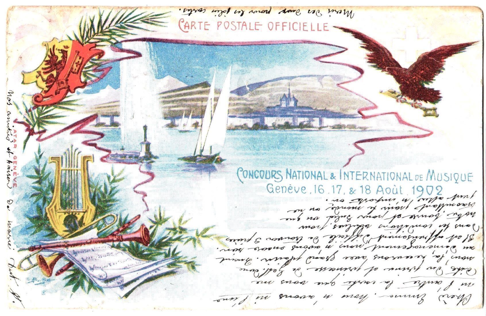Cartoline postali: Genève 1902 - Concours de musique – Usato da Chavornay venduto da 4dphila