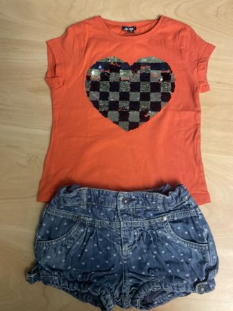 Süsses Sommer-Set vertbaudet T-Shirt & Jeans-Shorts Gr.94/98