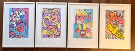 4 Aquarelle gerahmt im Passepartout