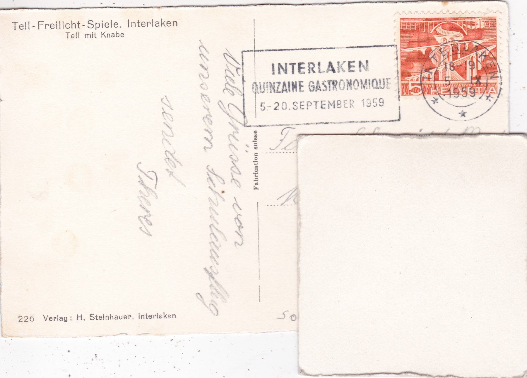 Cartoline postali: Interlaken Tell Spiele  Tell mit Knabe 1959 – Usato da Herisau venduto da Lisegrat2008 1