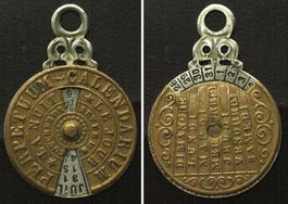 EWIGER KALENDER ca. 1850, vermutlich Schweiz Messing 19mm vz
