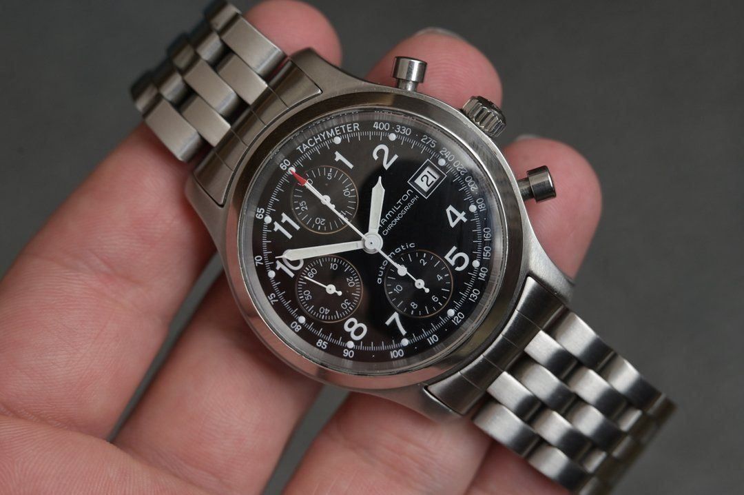 Hamilton Orologi: Hamilton khaki field chronograph, 7750 – Usato da Eschert venduto da Watchlegend