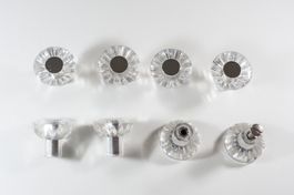 8 Stück Möbelknöpfe Plexiglas / Metall in Silber