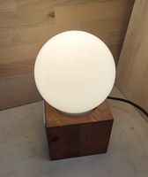 Vintage Designer Kugellampe Holz & Opalglas