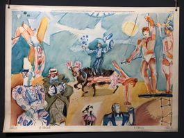 Vintage Schulwandbild ZIRKUS, Hanny Fries #F3 LxB 90x65,5cm