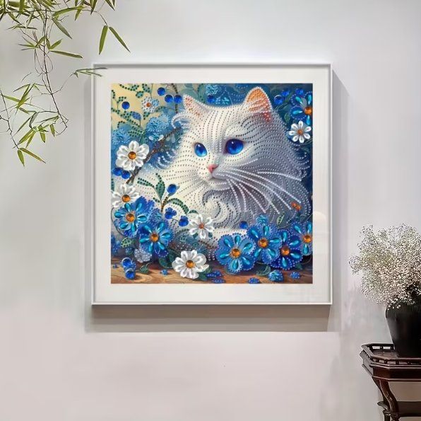 Kits de loisir créatif: Diamond Painting Weisse Katze-5-Poly-226 – Neuf avec emballage d'origine à Obergösgen par Diydiamant 2