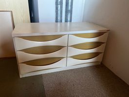Retro Kommode weiss mit 6 Schubladen, gebraucht