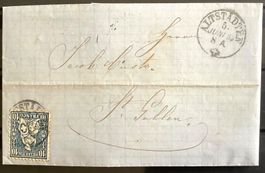 1863 - Sitzende Helvetia Brief Altstädten - S.Gallen