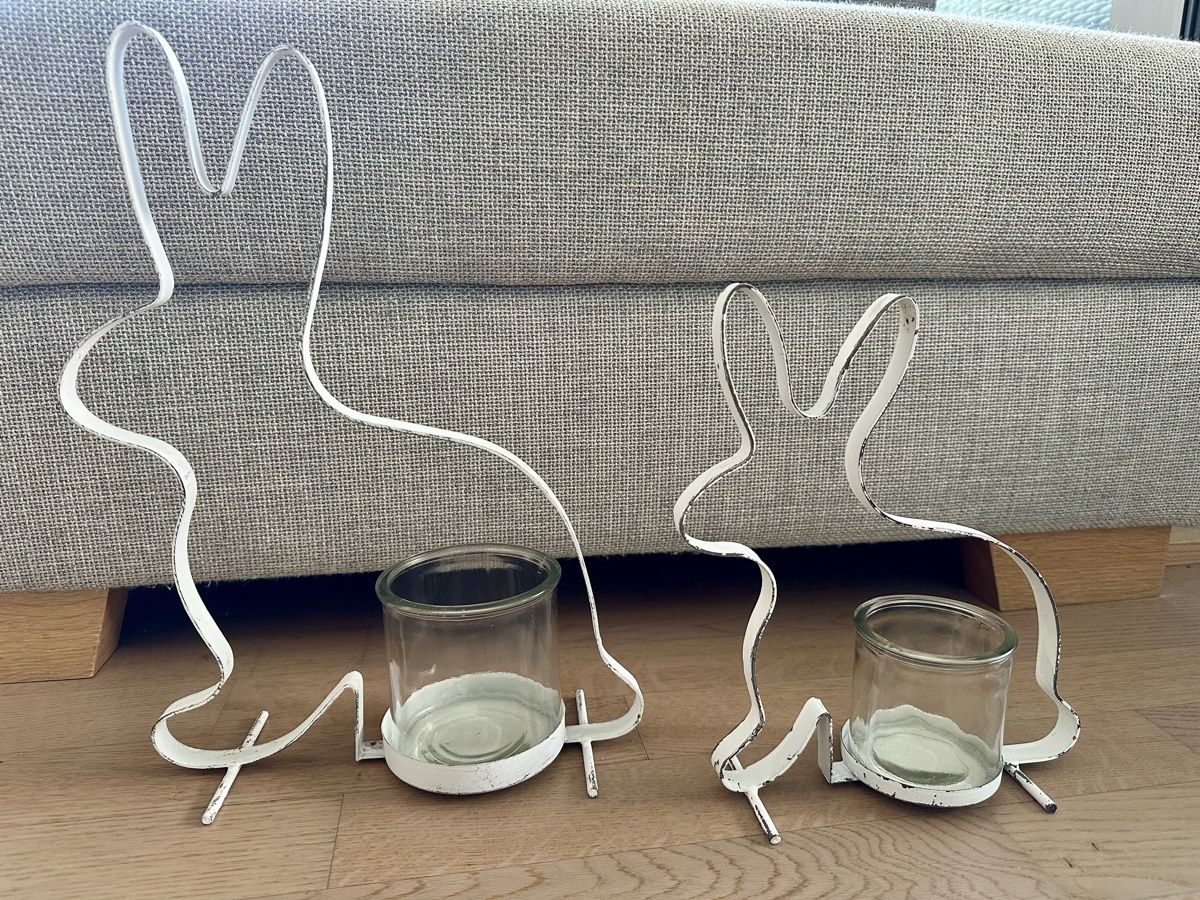 Tutte le decorazioni: 2 Hasen Windlichter, Höhe: 37cm & 26 cm – Usato da Kleinandelfingen venduto da Elader