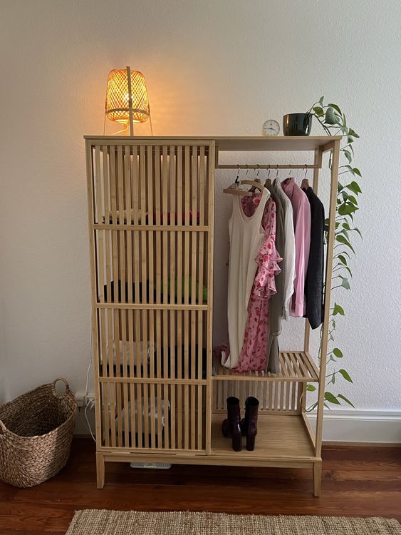 IKEA NORDKISA Kleiderschrank, offen/Schiebetür, Bambus, Kaufen auf
