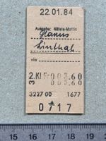 SBB Billett Glarus -  Linthal (Ausgabe: Näfels-Mollis), 1984