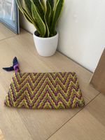 Handmade Woven Clutch Bag: Vibrant Zig-Zag Design 💚💙💛🧡❤️