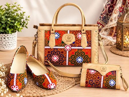 Handgefertigtes Set – Tasche, Schuhe und Portemonnaie