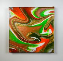 Acryl-Flüssigmalerei, quadratisch