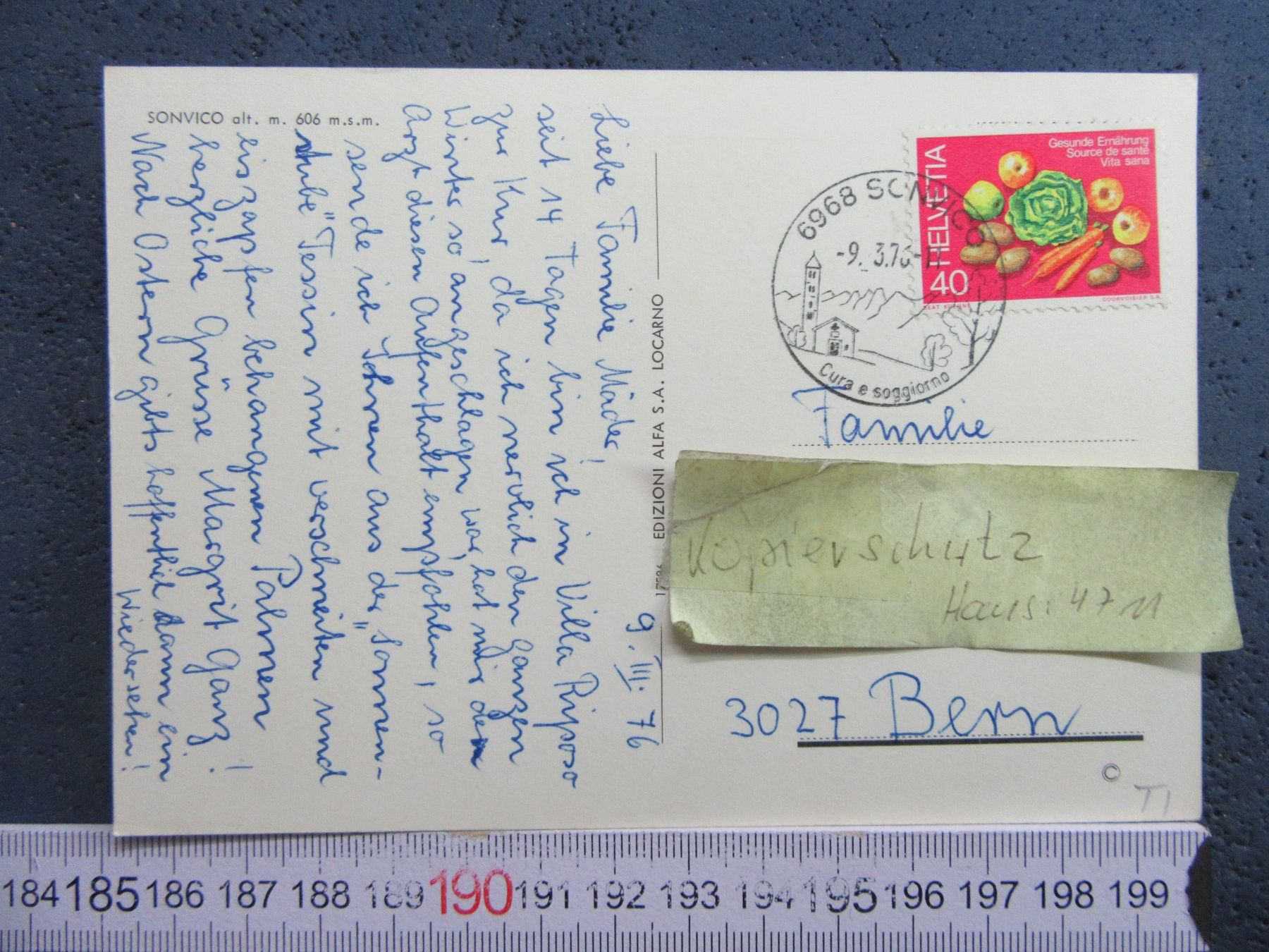 Cartoline postali: SONVICO 1976 TICINO AK – Usato da Ettingen venduto da Hausi4711 1