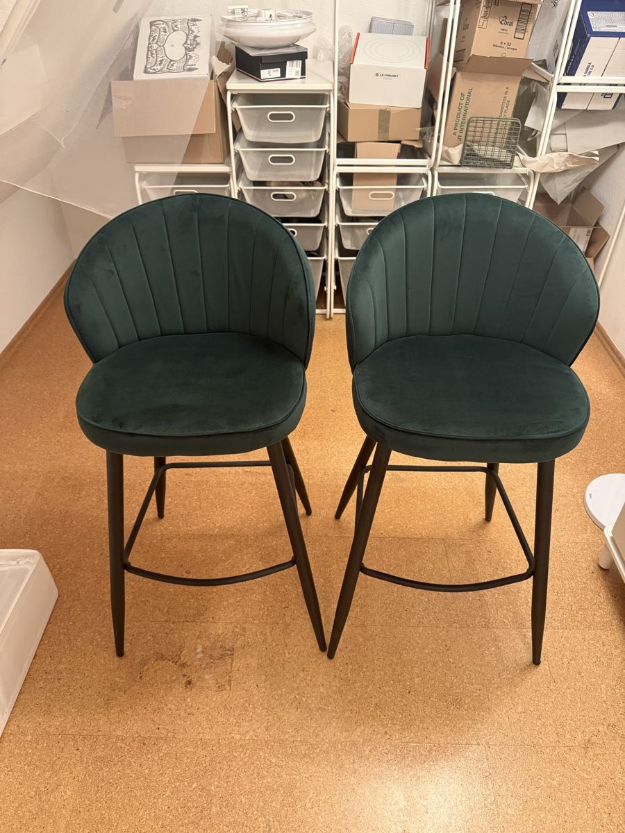 Hocker: Barhocker Samt Dunkelgrün 2er Set – Neu (gemäss Beschreibung) aus Luzern von Grawp