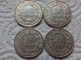 4  x  2 Fr.  1939  -  1960   Silber Schweiz