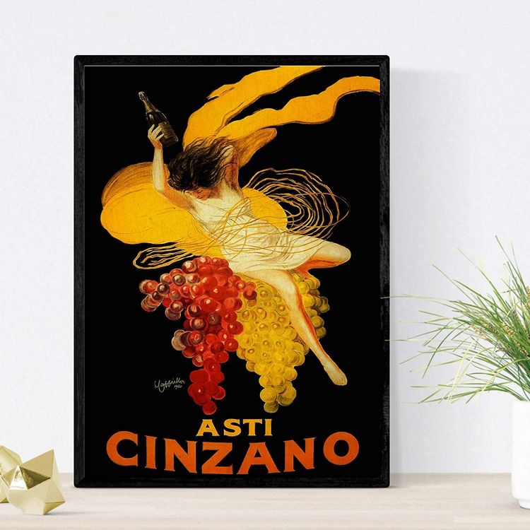 4X STAMPE ARTISTICHE VINTAGE CAMPARI CINZANO COGNAC‪‪