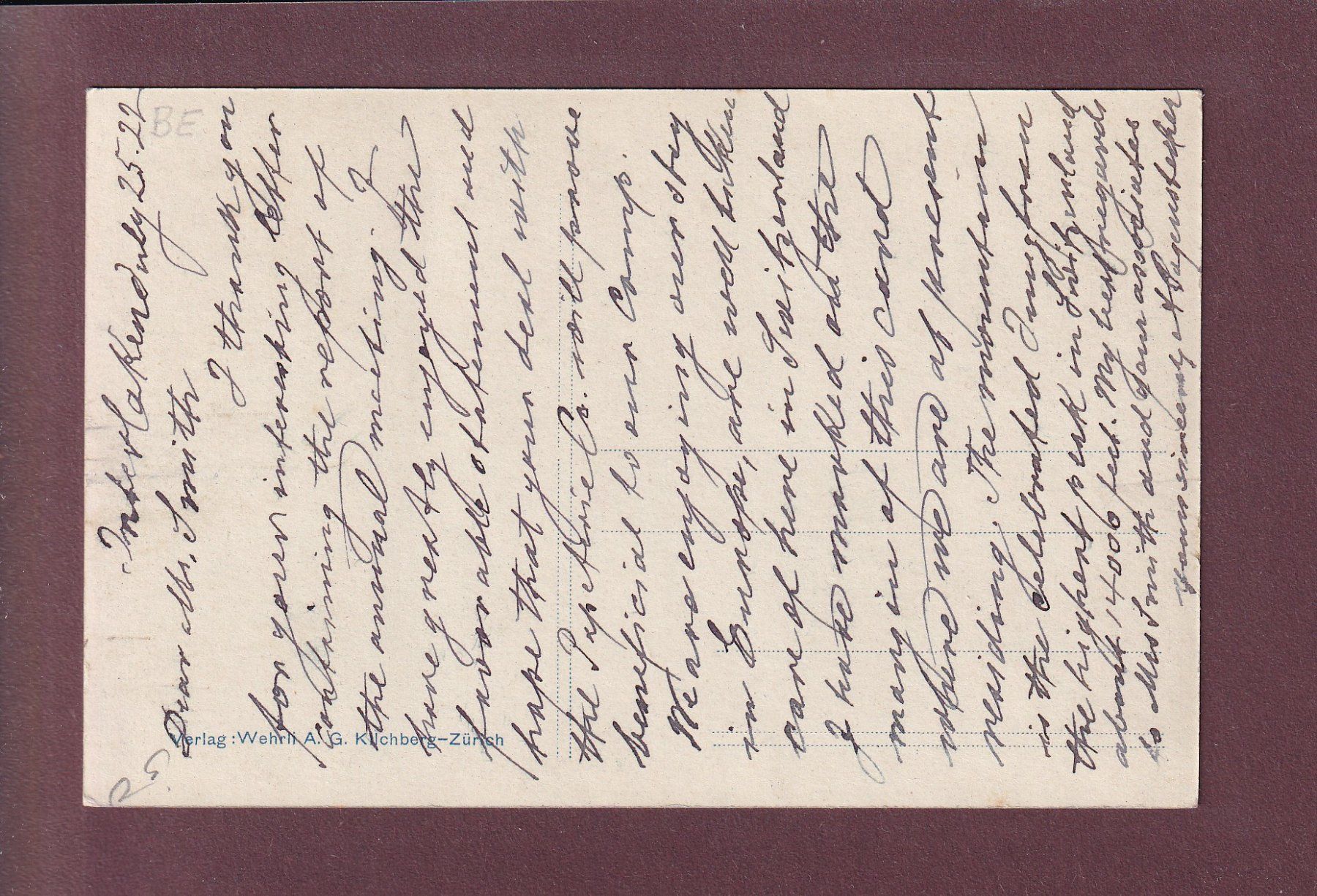 Ansichtskarten: INTERLAKEN - Jungfrau - 1922 – Gebraucht aus Pully von nicecards 1