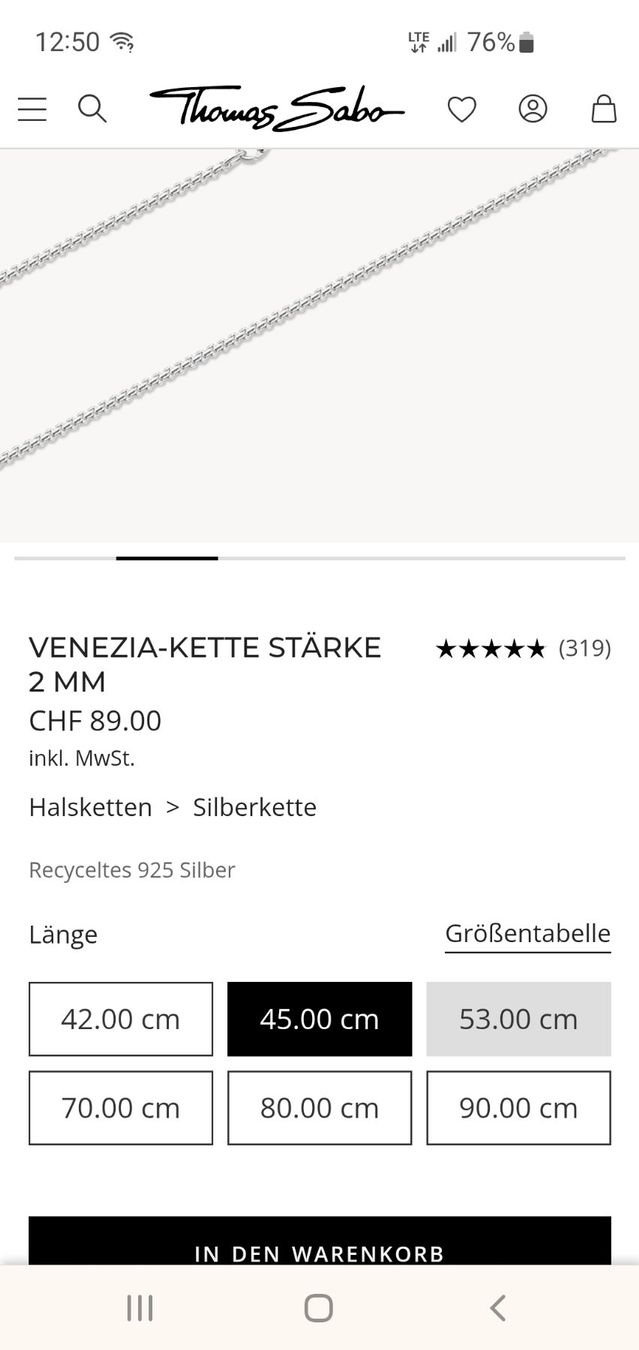 Thomas Sabo Colliers: Thomas Sabo Halskette, 45 cm. – Neuf (Voir description) à Interlaken par mar_65xg 2
