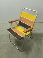 Klappstuhl Vintage gestreift Aluminium Holz Armlehnen