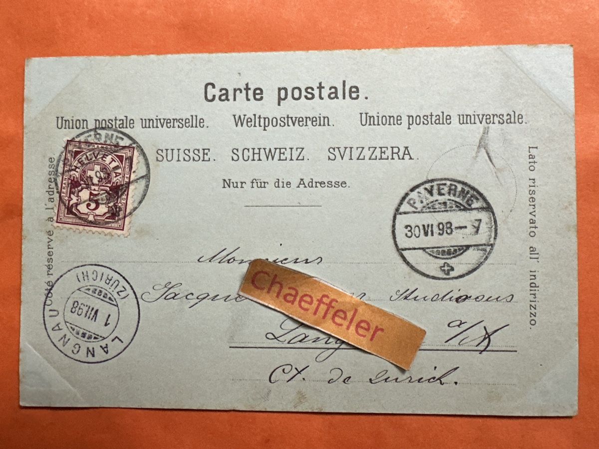 Cartoline postali: 1898 Souvenir de Neuchâtel Suisse – Usato da Zürich venduto da Chaeffeler 1