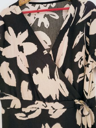Sommerkleid Wickelkleid schwarz beige Gr. XL