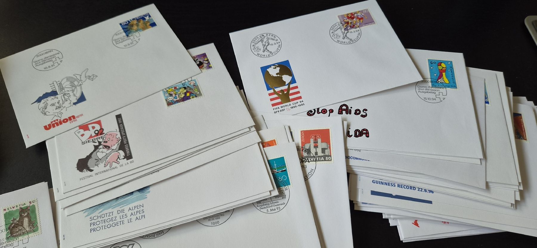 Alle Briefmarken: 148 FDC Briefe Schweizer Post ab 1967 bis 2000 – Gebraucht aus Courgevaux von nih789 6