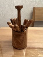 Edles Olivholz-Set:Oliven gabel mit Halter für gemütliche A