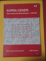 Landkarte der Schweiz Sopra Ceneri mit Kilometernetz